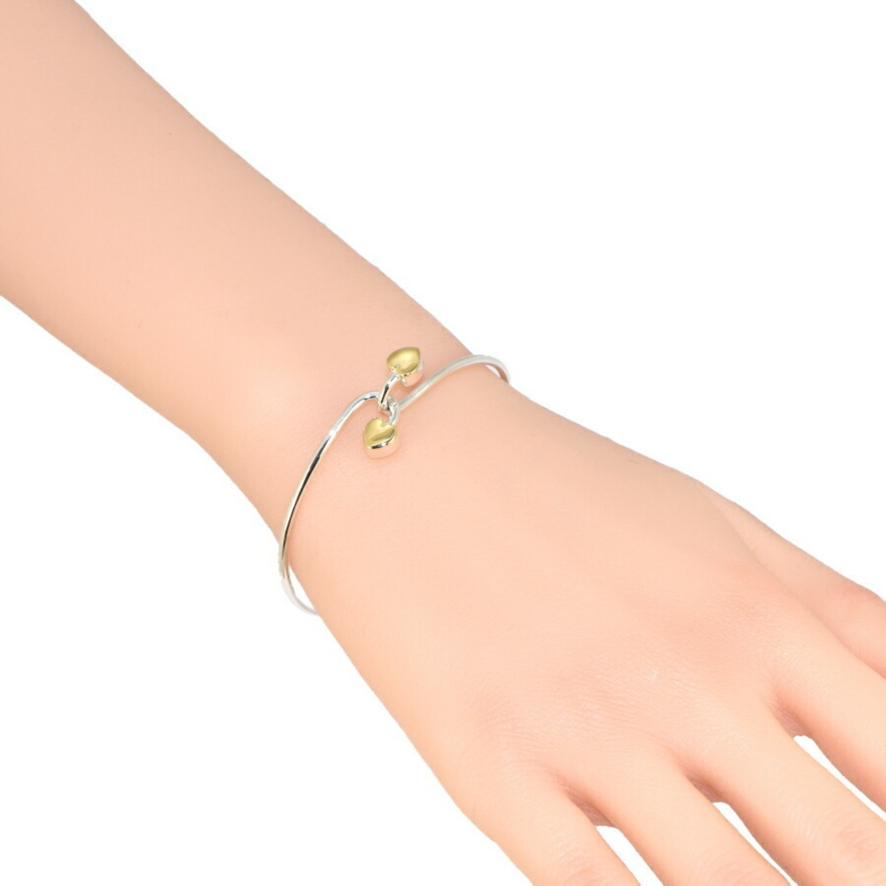 Tiffany Solid Double Heart Bangle Bracelet Silver… - image 4